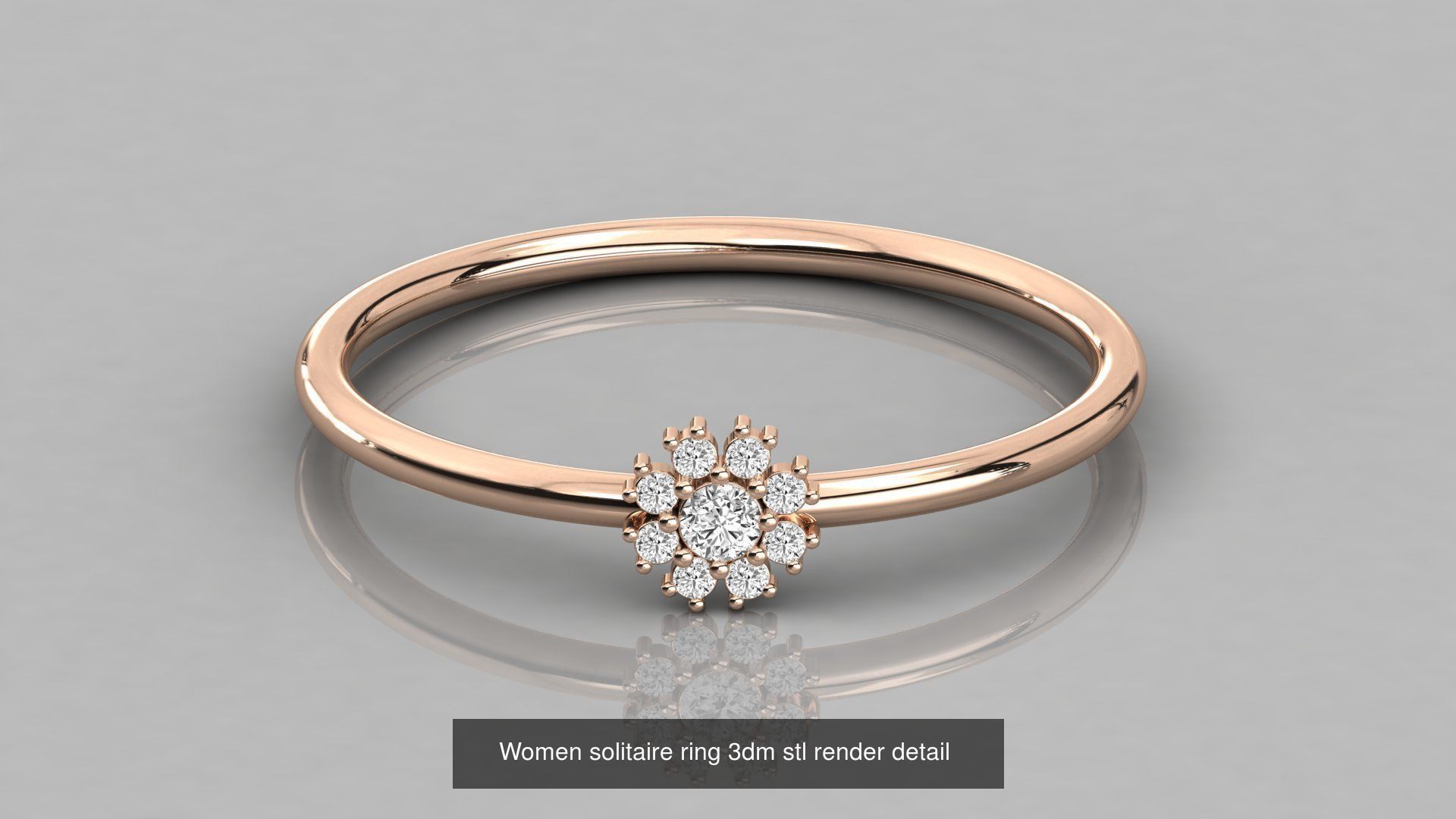 7 Women solitaire ring 3dm stl render detail 3D Model Collection_2
