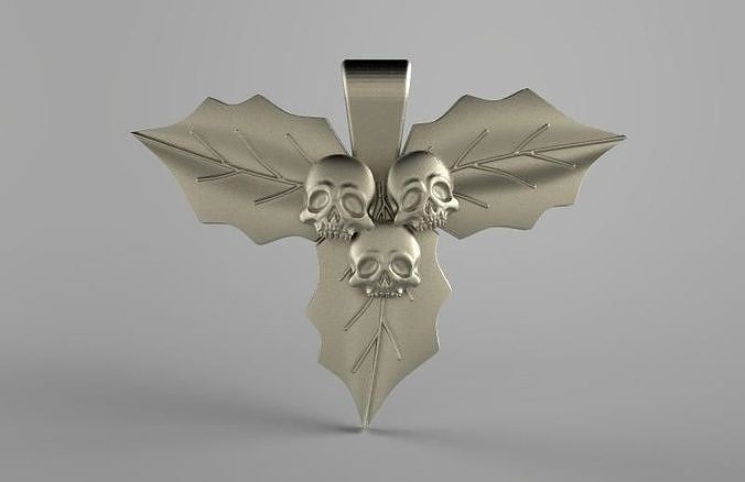 Skull leaves pendant 3D print model