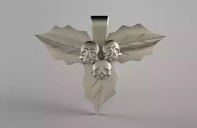 Skull leaves pendant