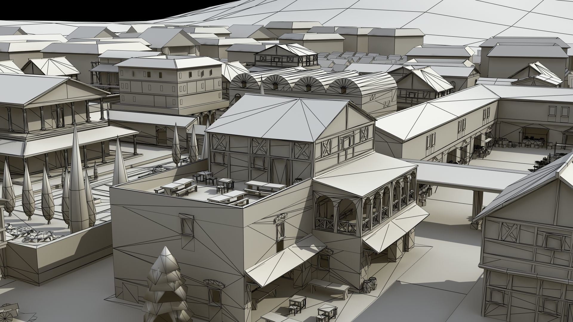 Ancient Town Low-poly 3D model_28