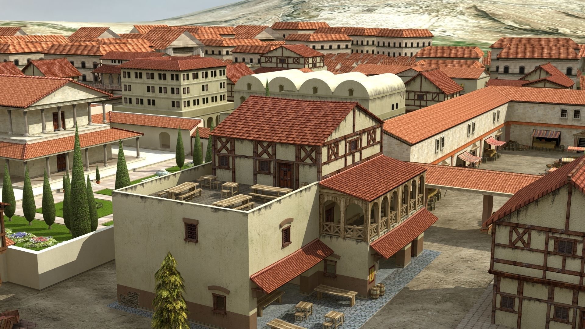 Ancient Town Low-poly 3D model_12