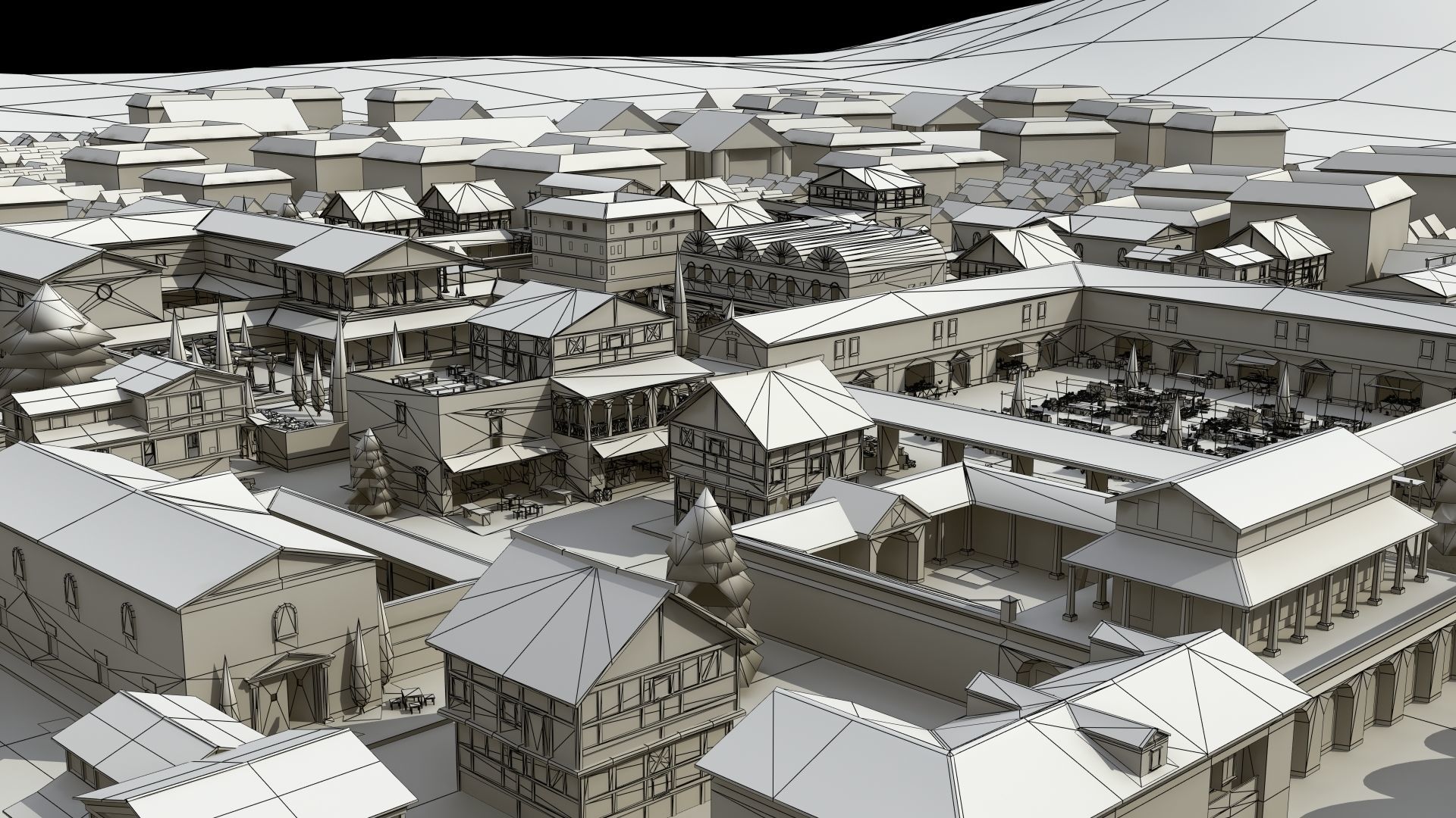 Ancient Town Low-poly 3D model_19