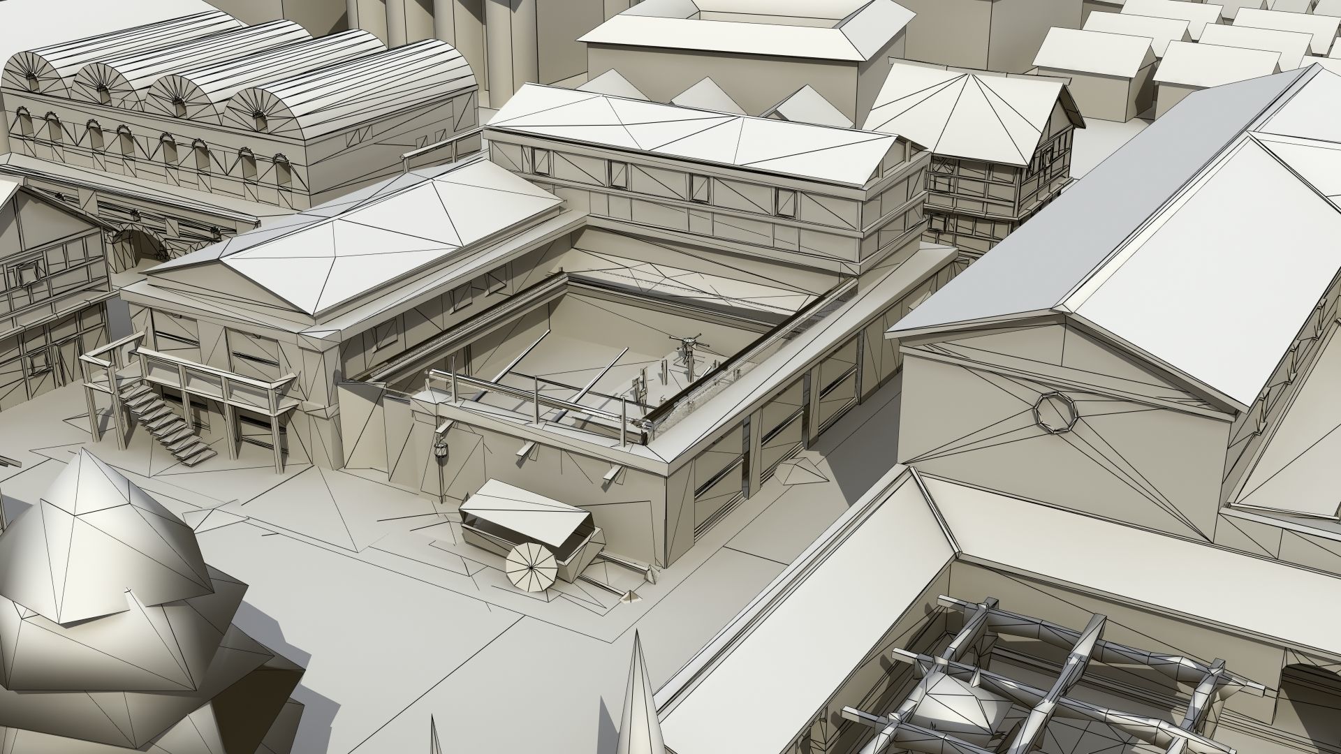 Ancient Town Low-poly 3D model_29