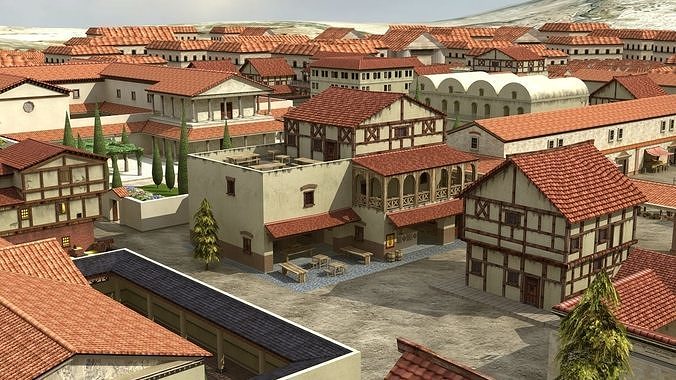 Ancient Town Low-poly 3D model 3