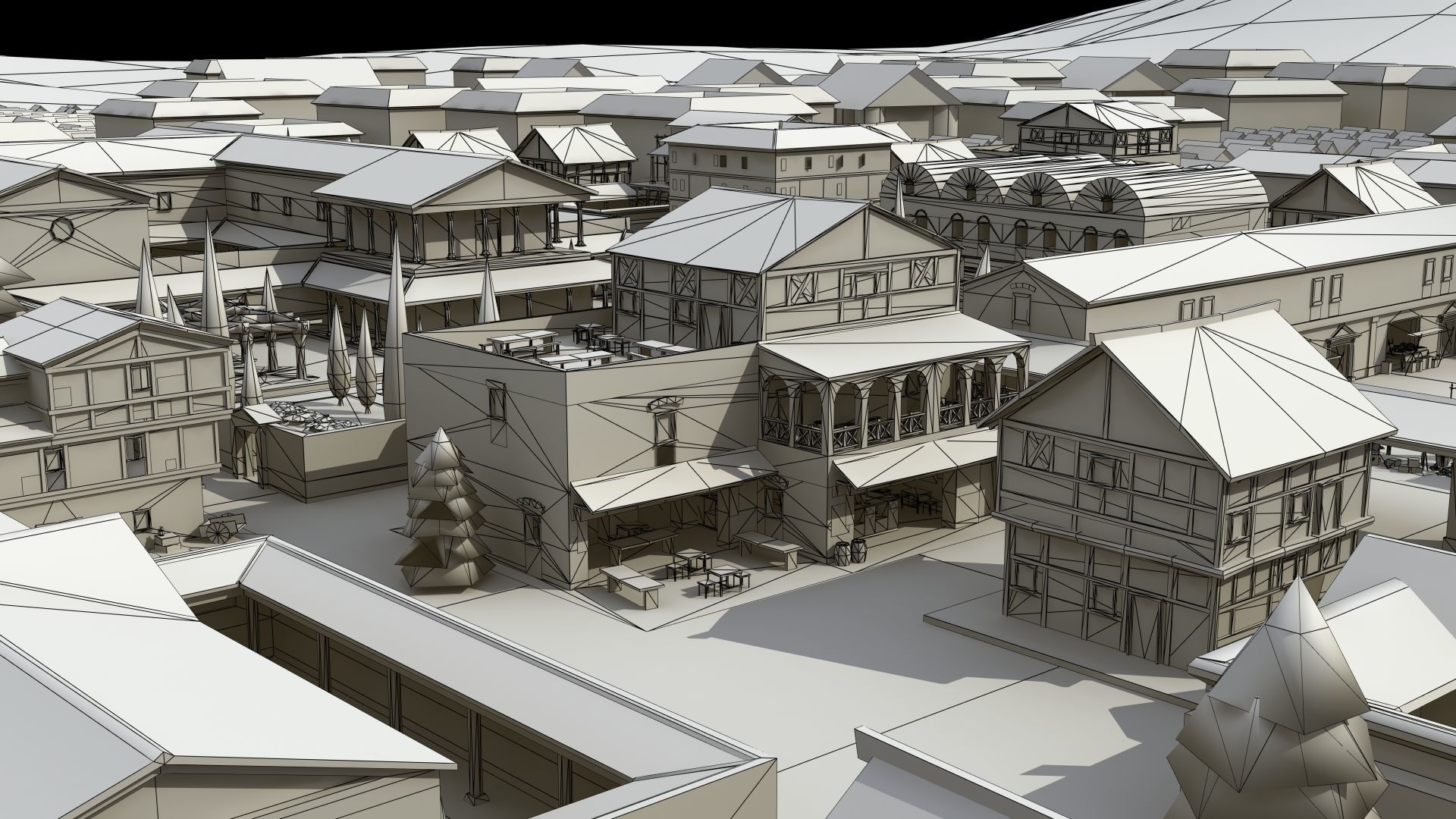 Ancient Town Low-poly 3D model_20