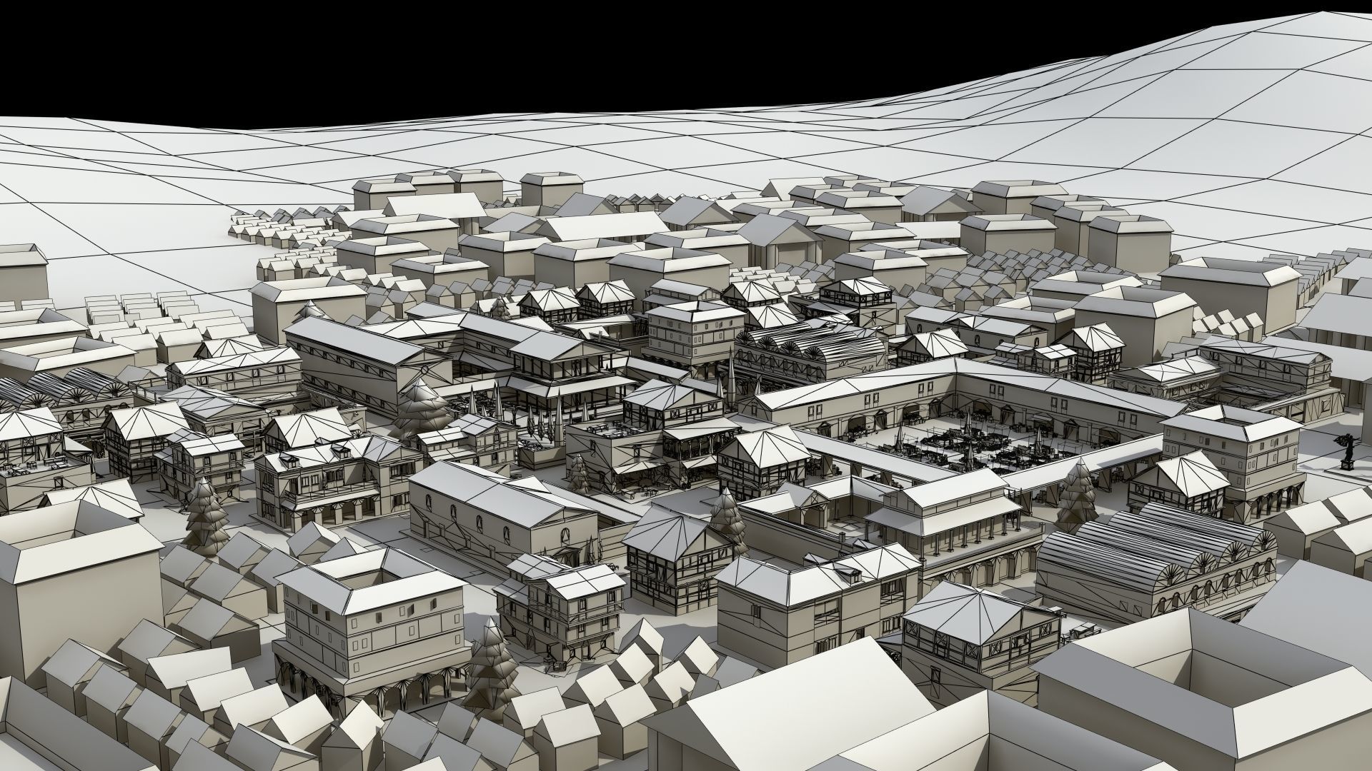 Ancient Town Low-poly 3D model_18