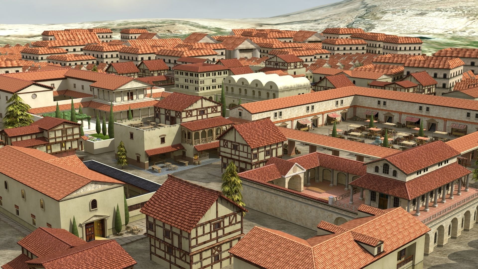 Ancient Town Low-poly 3D model_3