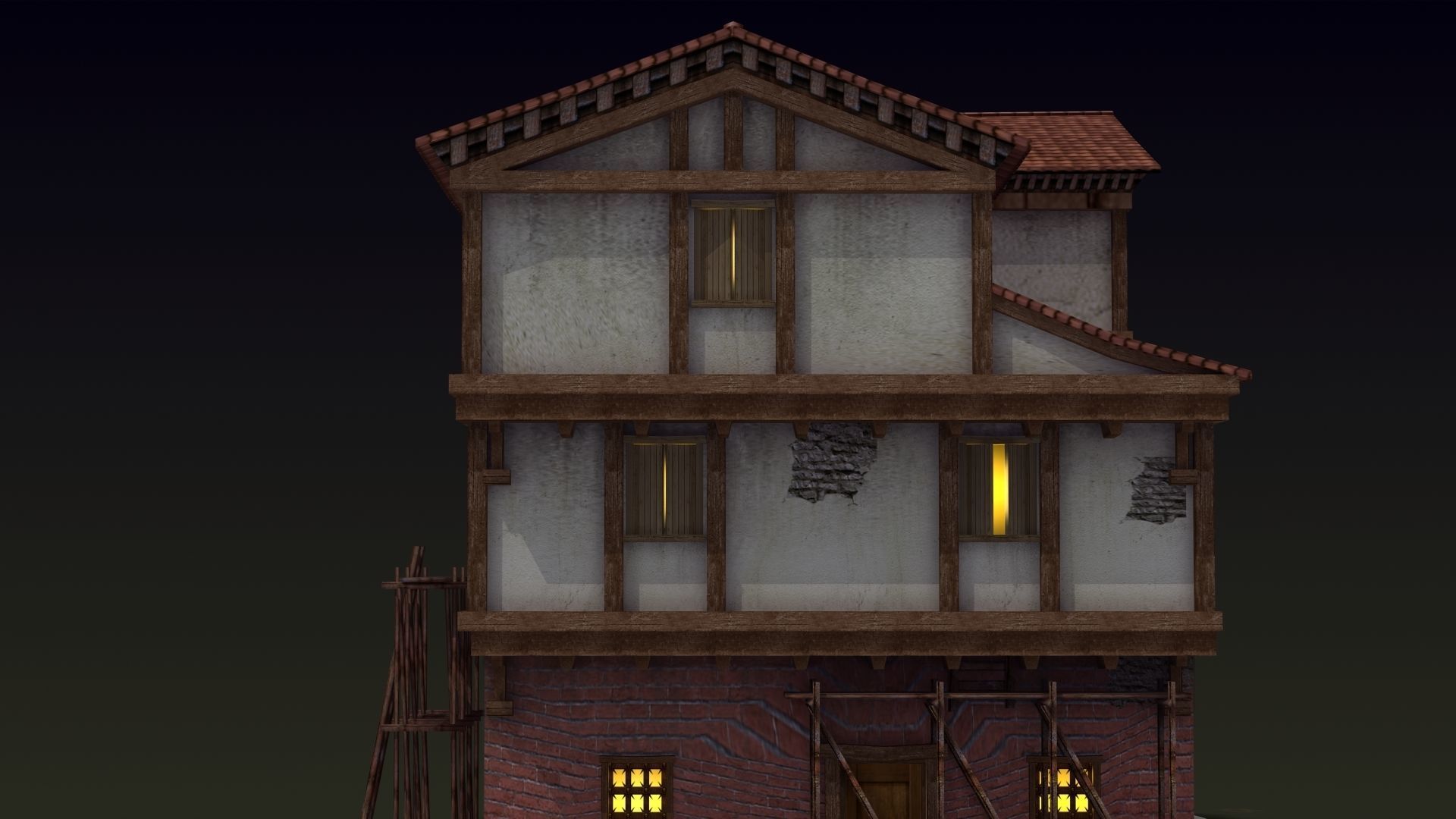 Ancient Town Low-poly 3D model_44