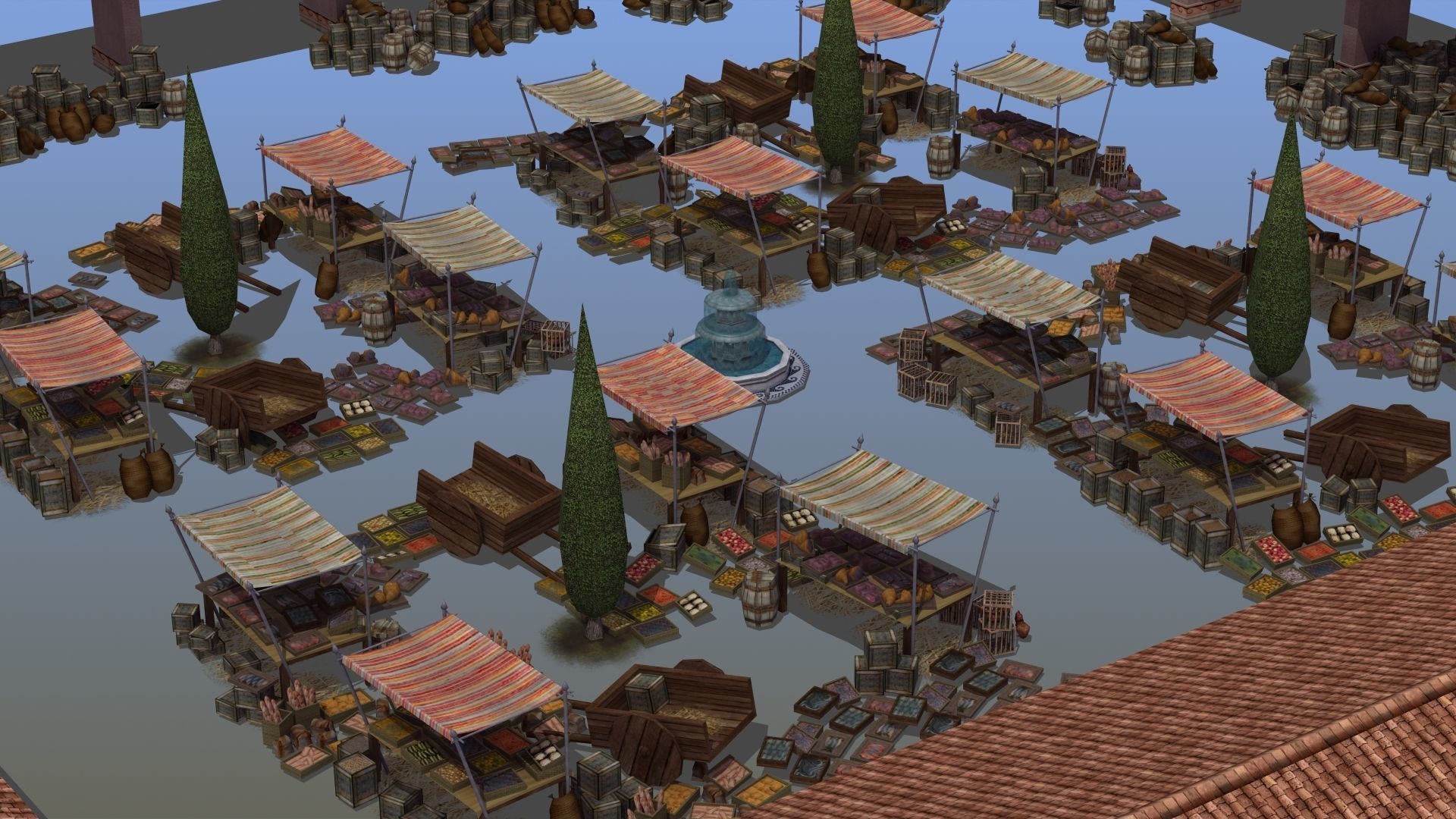 Ancient Town Low-poly 3D model_37