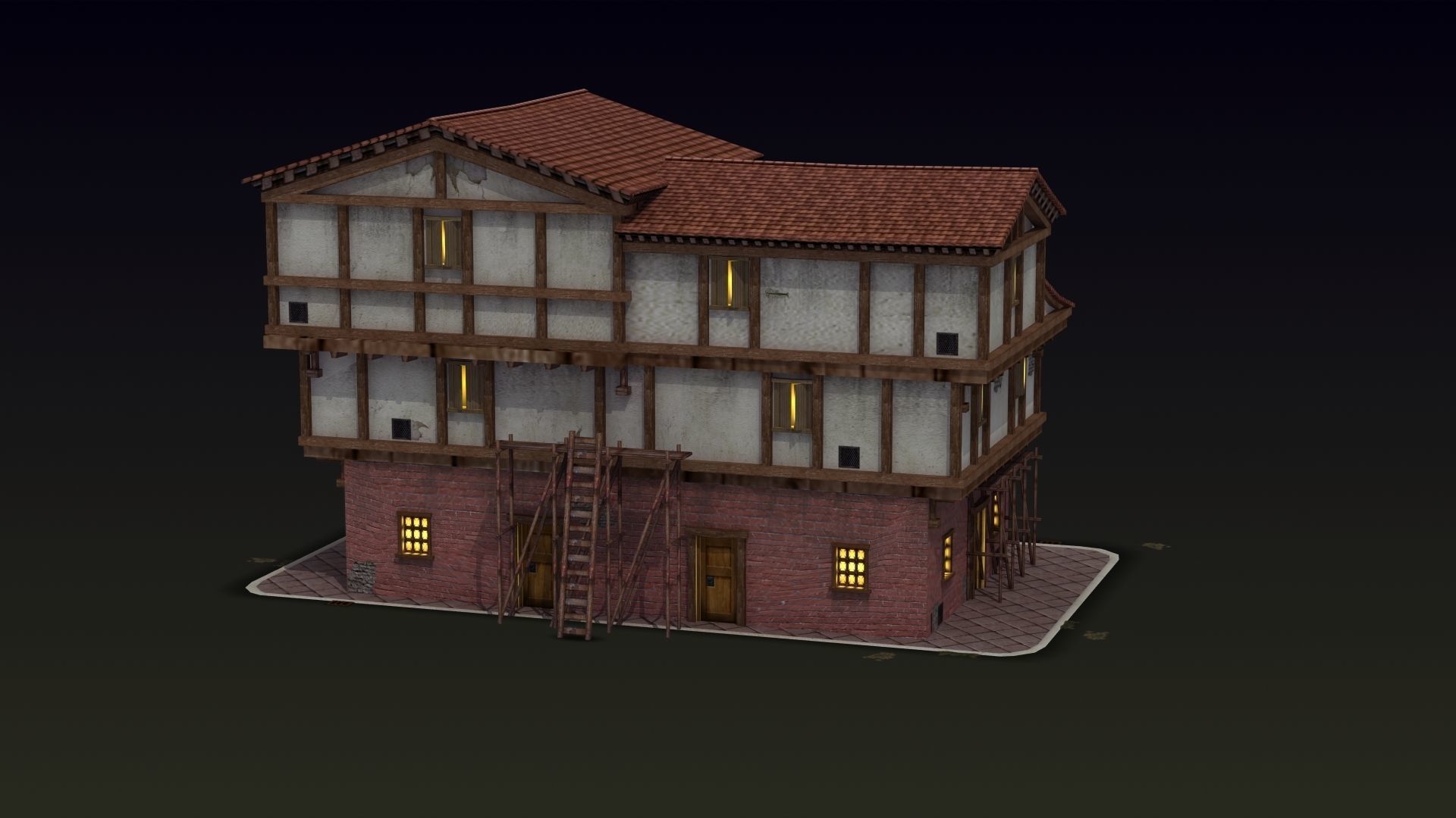 Ancient Town Low-poly 3D model_43