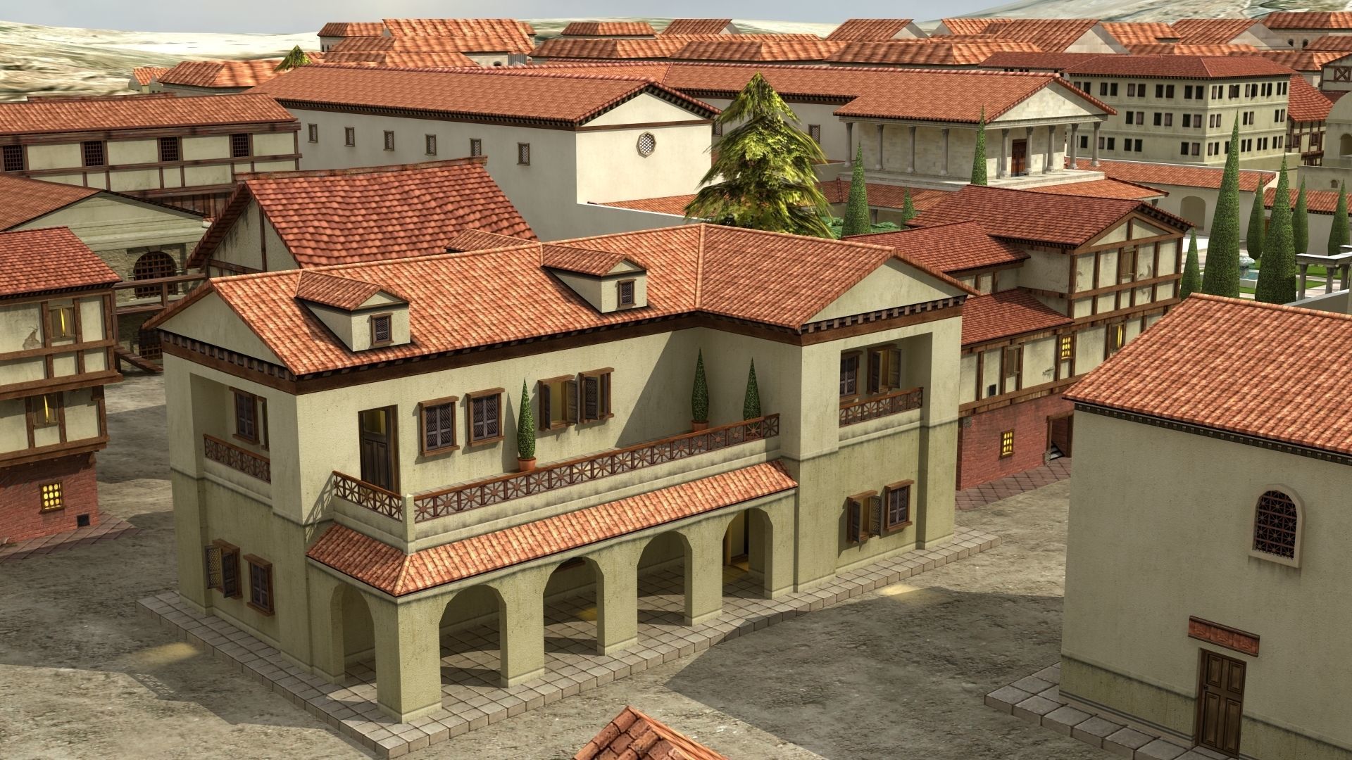 Ancient Town Low-poly 3D model_14
