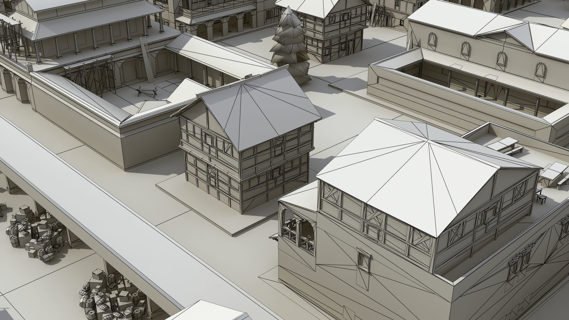 Ancient Town Low-poly 3D model_27