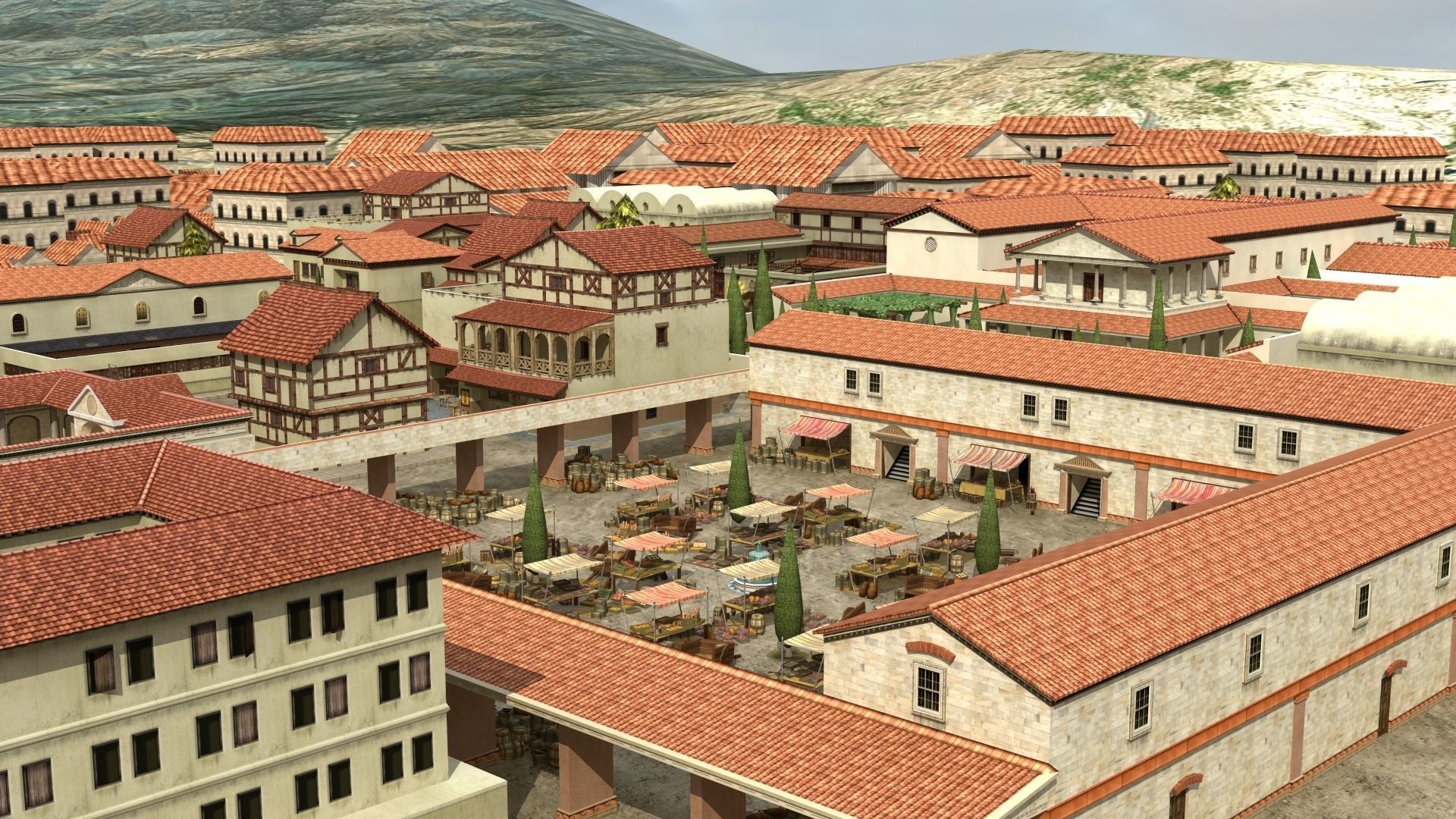 Ancient Town Low-poly 3D model_4