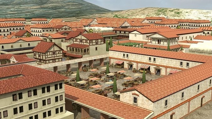 Ancient Town Low-poly 3D model 5