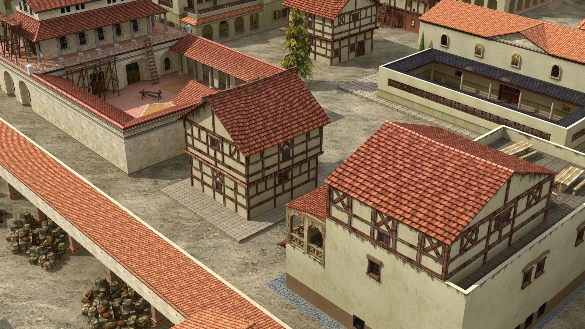 Ancient Town Low-poly 3D model_11
