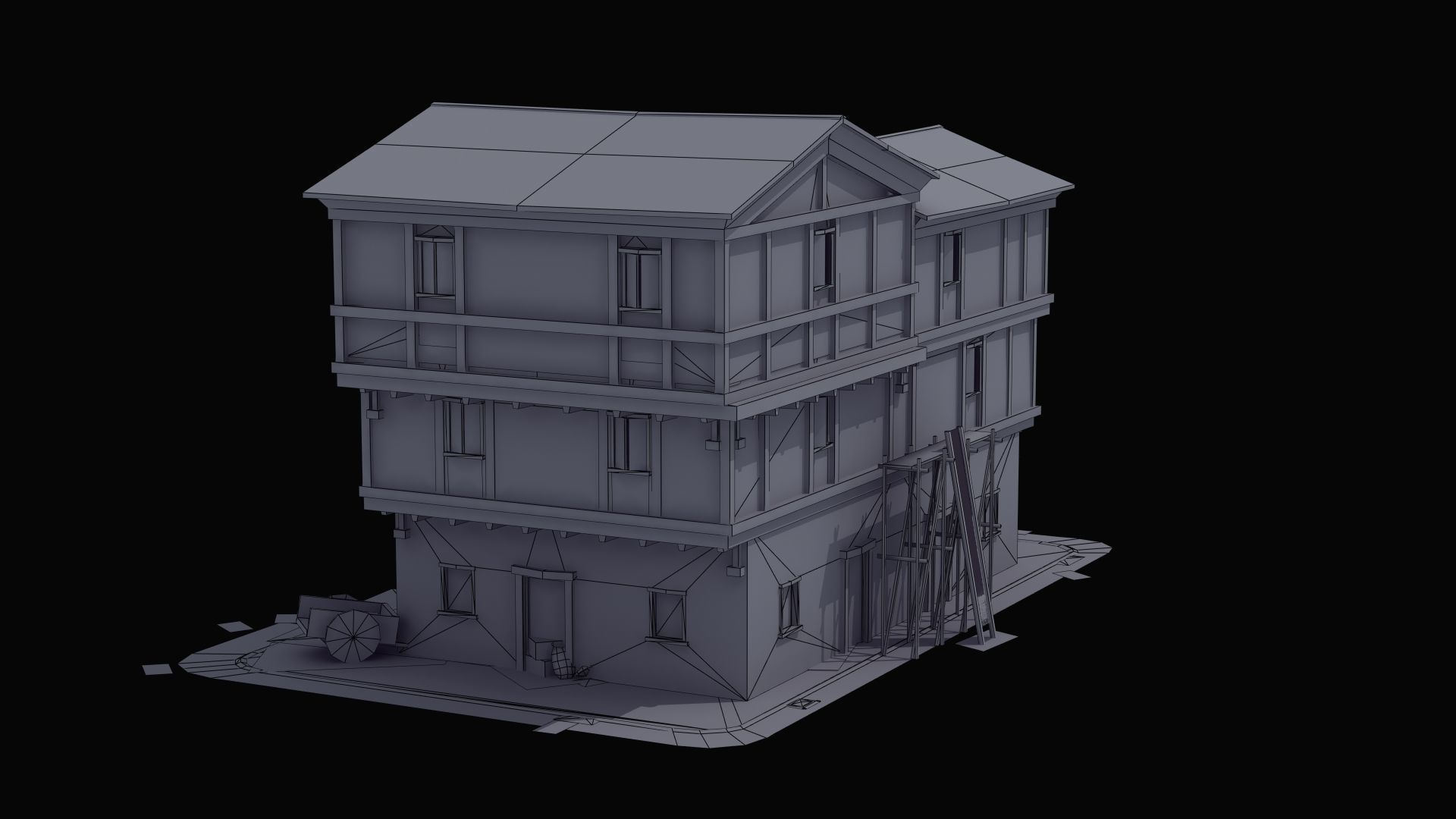 Ancient Town Low-poly 3D model_41