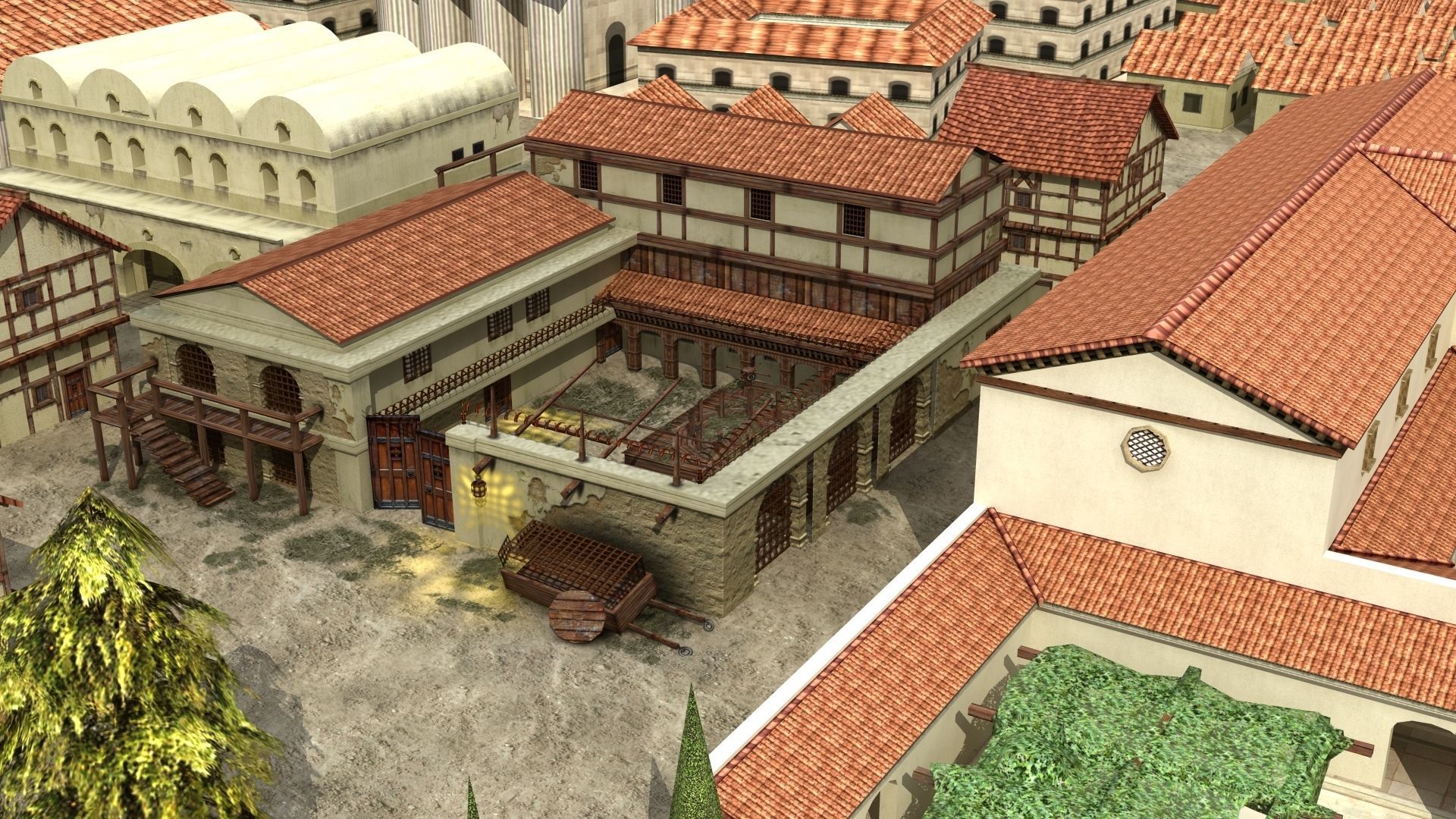 Ancient Town Low-poly 3D model_13