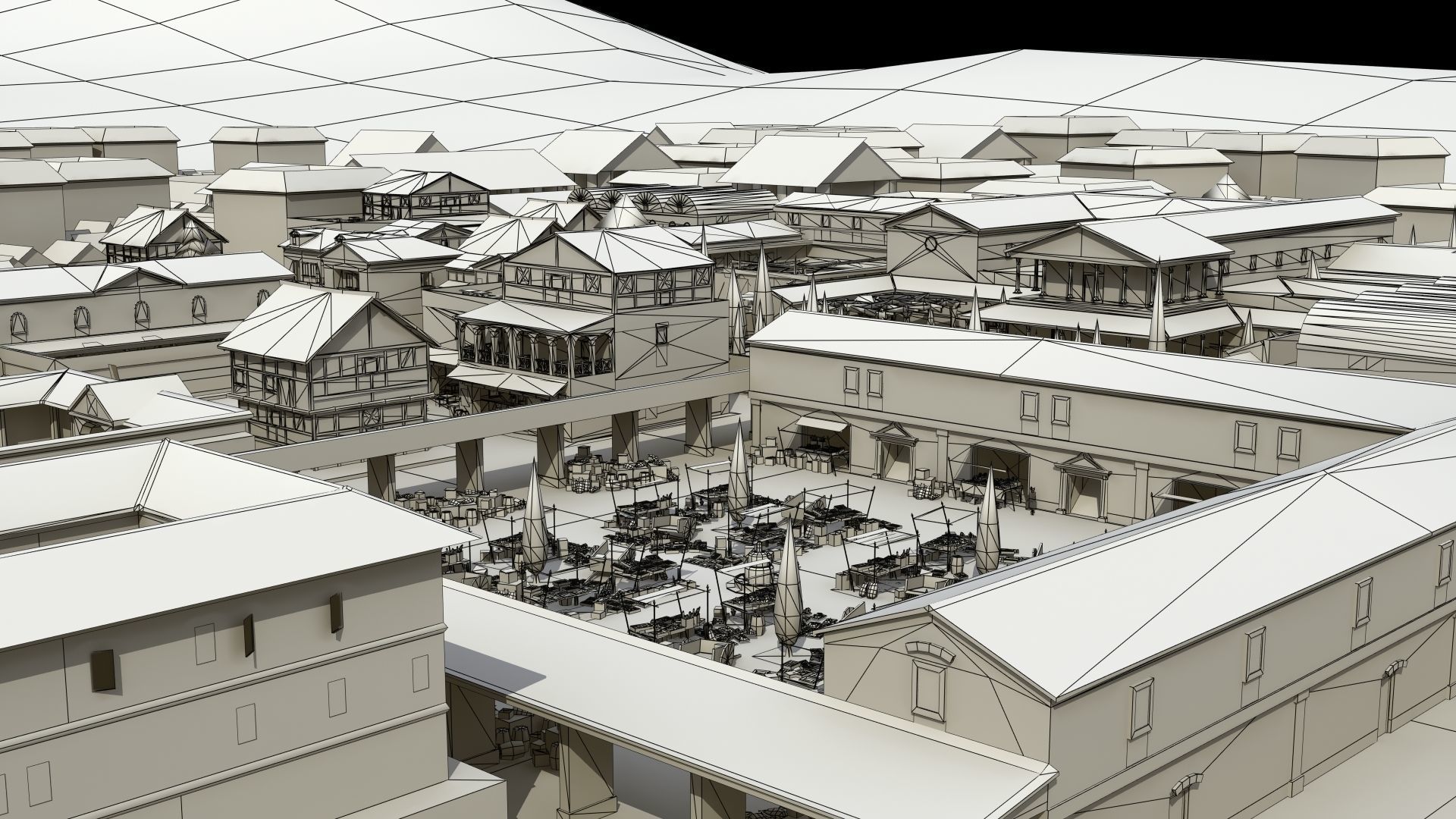 Ancient Town Low-poly 3D model_22