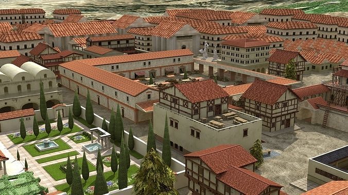 Ancient Town Low-poly 3D model 2