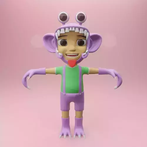 Cute Boy Child Kid in Monster Suit 3D Model Character