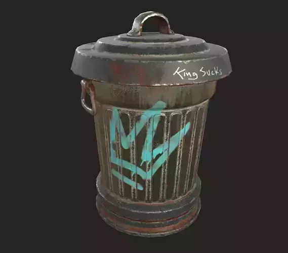 Metal Trash Can Cool stylized Bags Low-poly 3D model