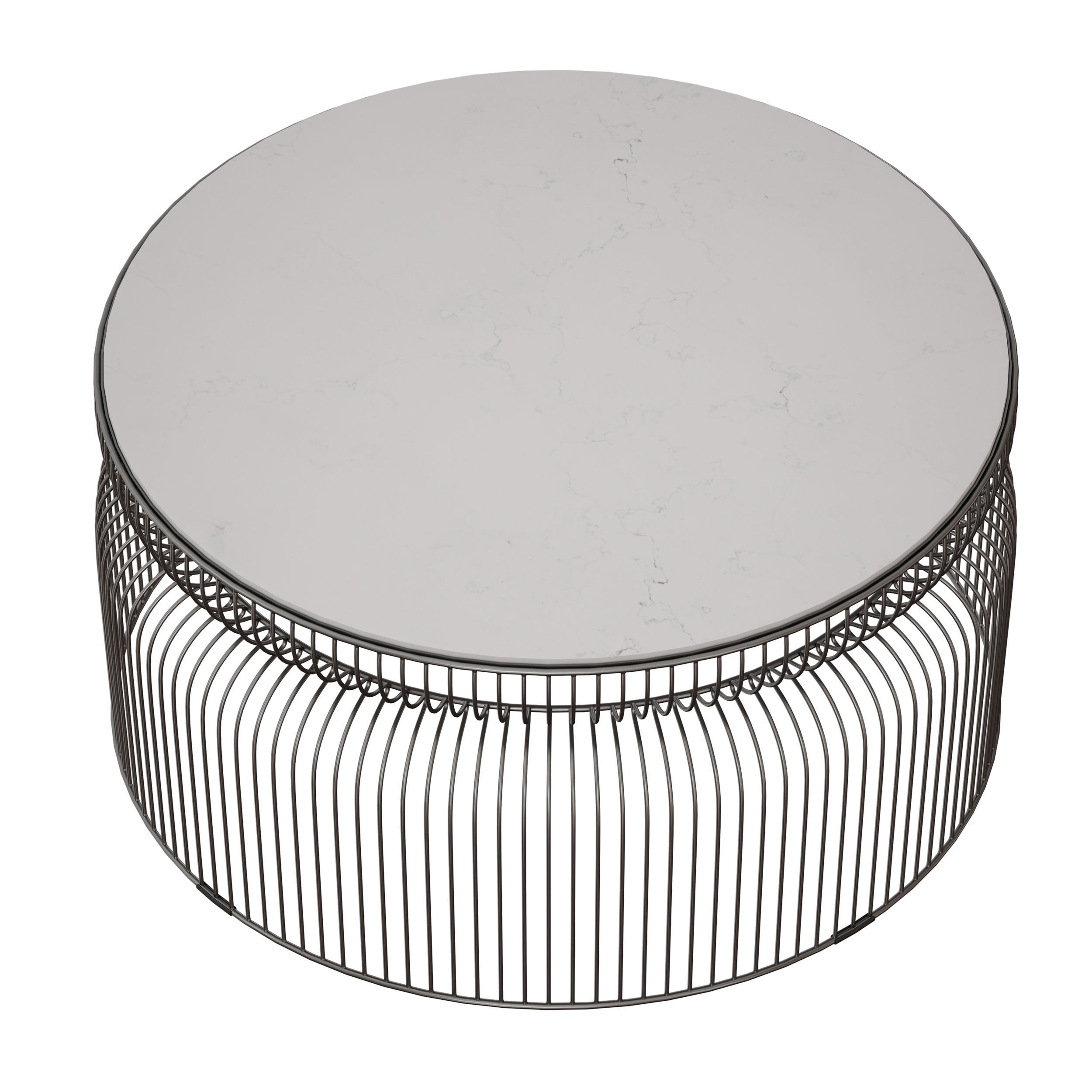 Spoke Marble Graphite Metal Coffee Table Crate and Barrel 3D model_4