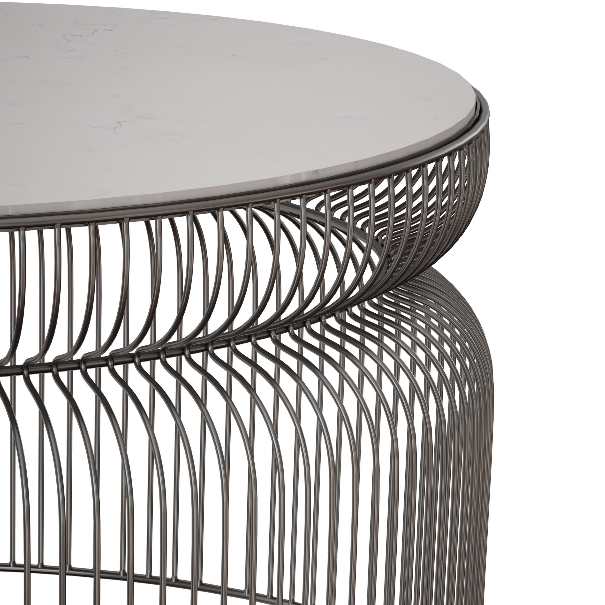 Spoke Marble Graphite Metal Coffee Table Crate and Barrel 3D model_6