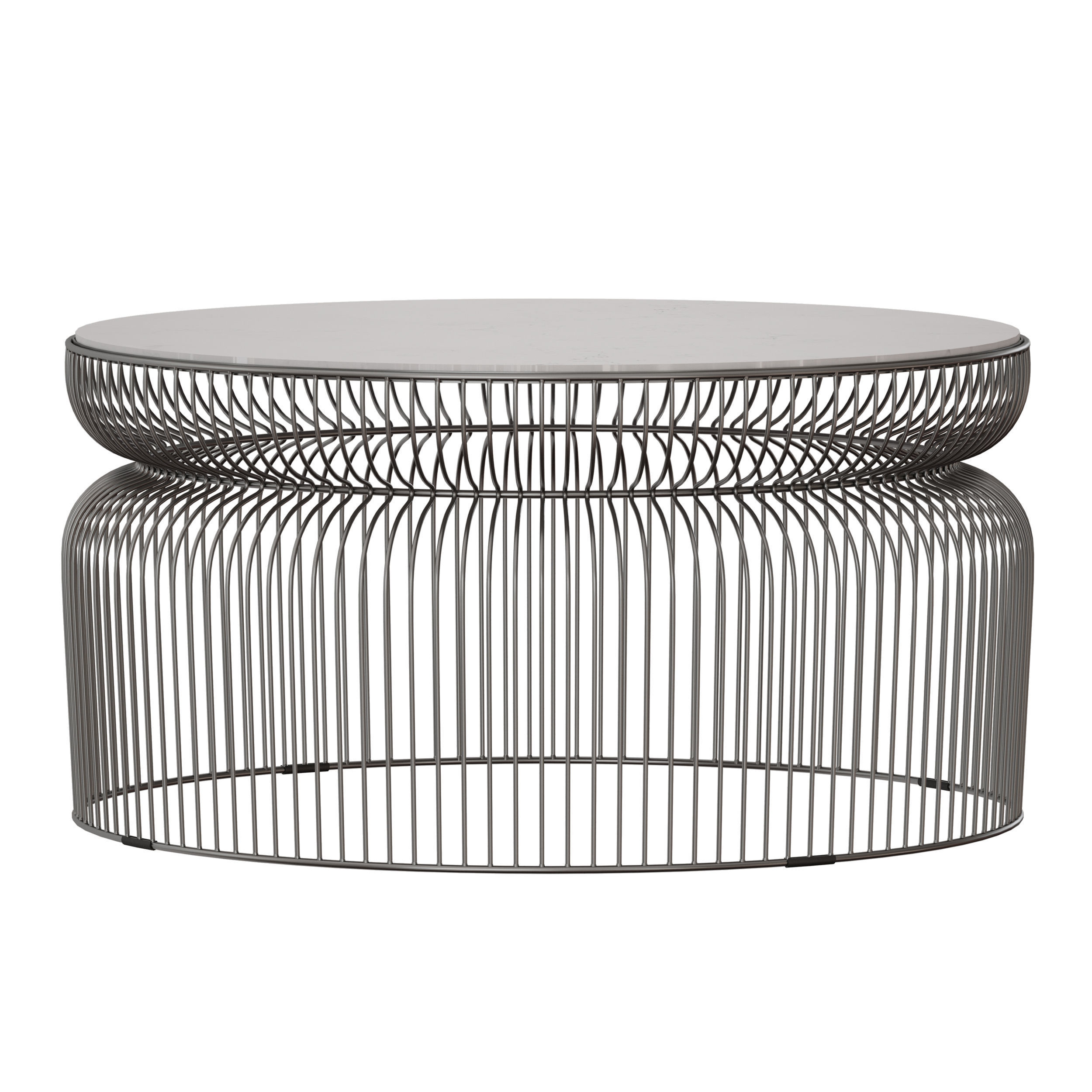 Spoke Marble Graphite Metal Coffee Table Crate and Barrel 3D model_2