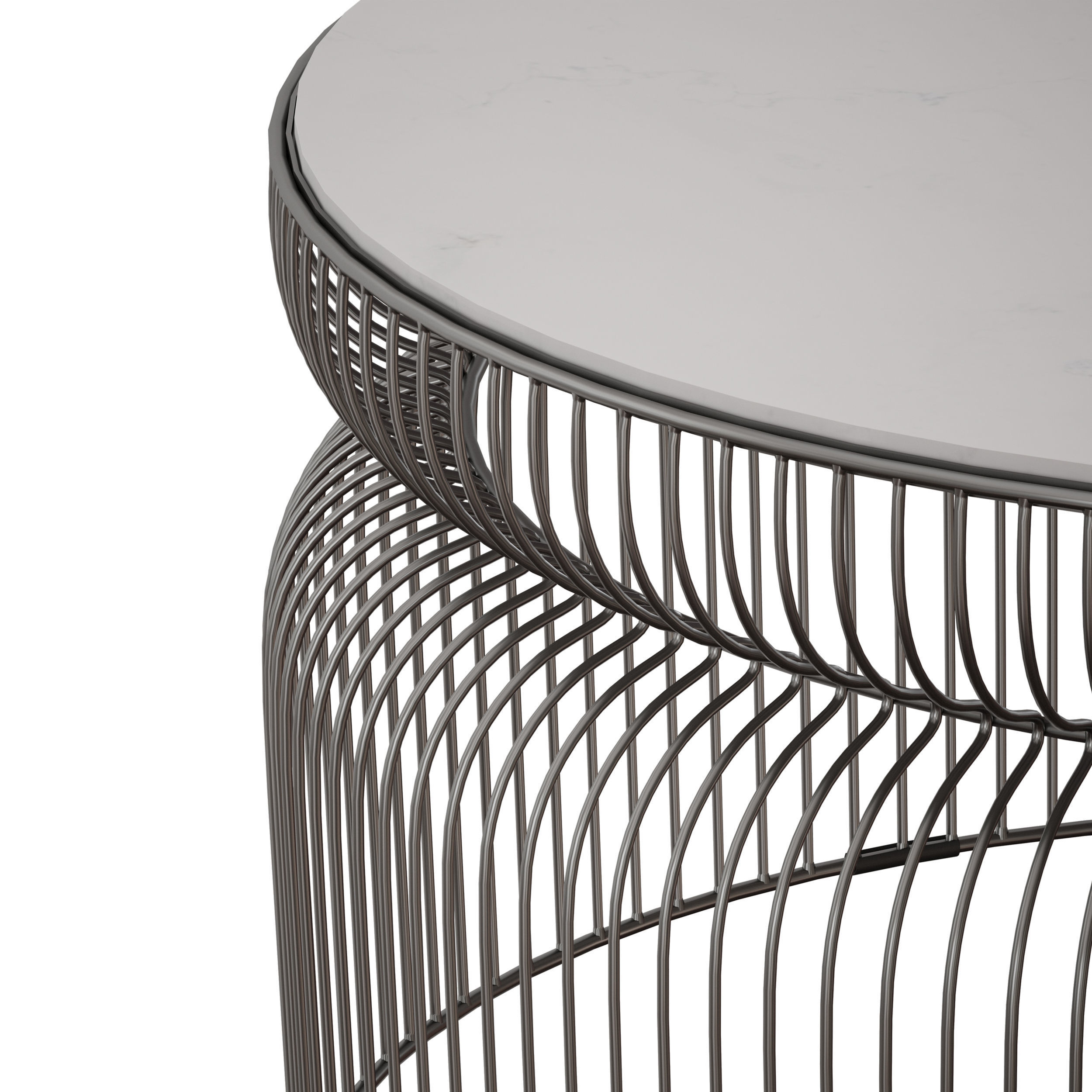 Spoke Marble Graphite Metal Coffee Table Crate and Barrel 3D model_5