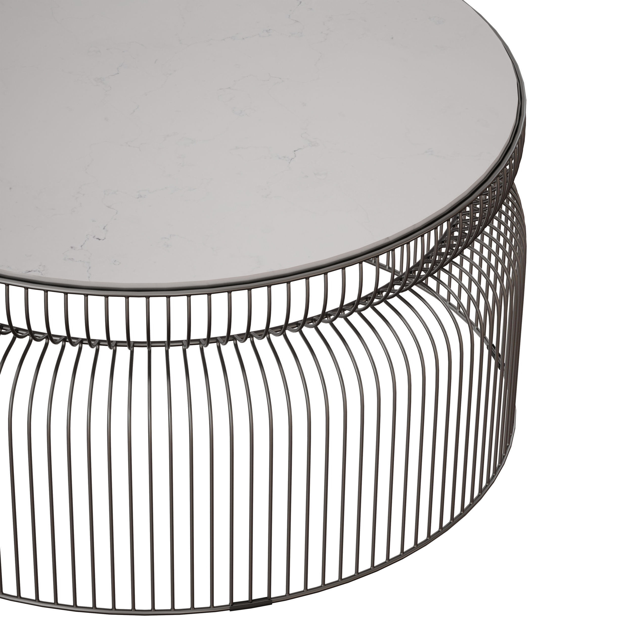 Spoke Marble Graphite Metal Coffee Table Crate and Barrel 3D model_8