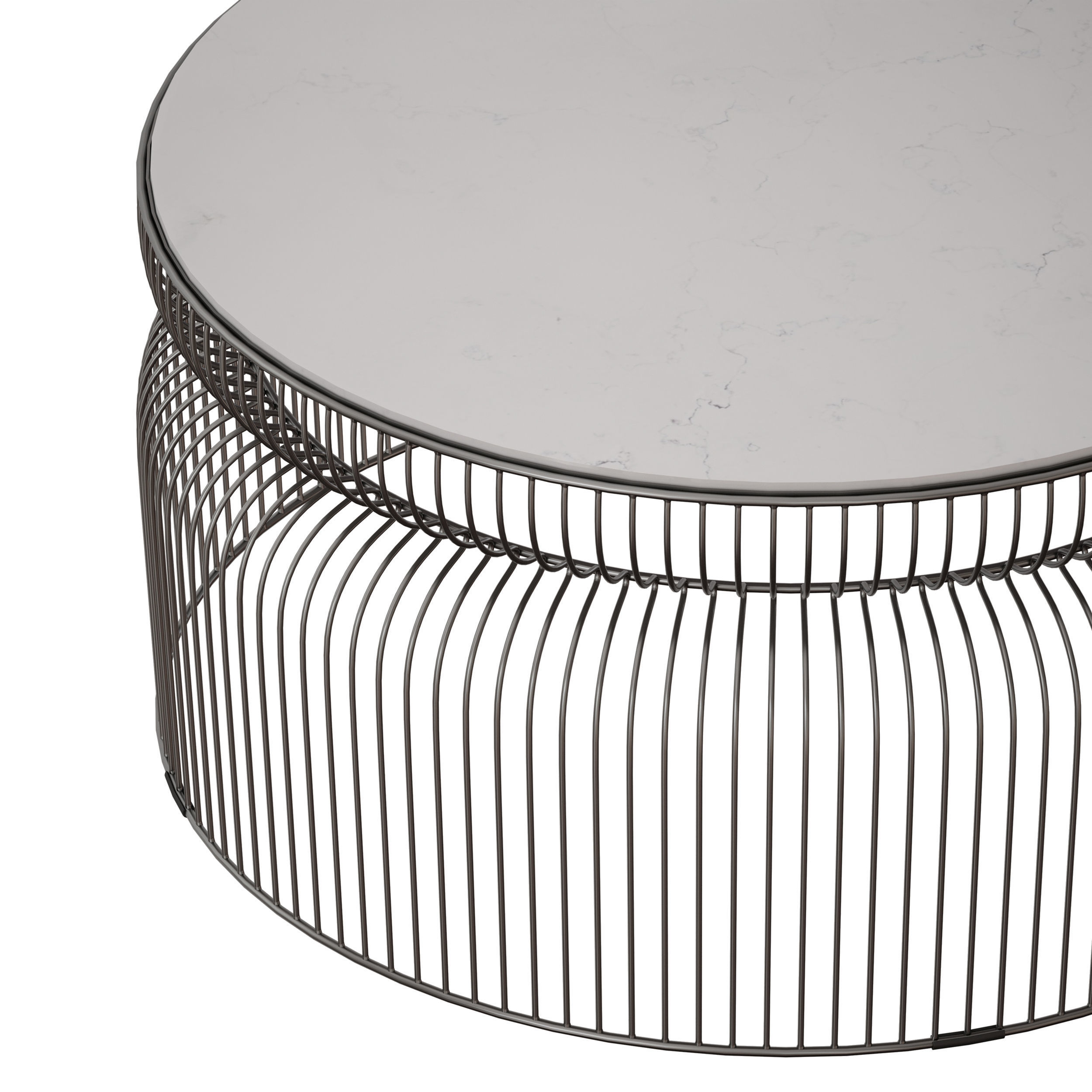 Spoke Marble Graphite Metal Coffee Table Crate and Barrel 3D model_9