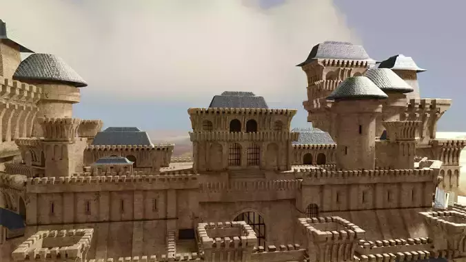 well detailed medieval castle  Low-poly 3D model