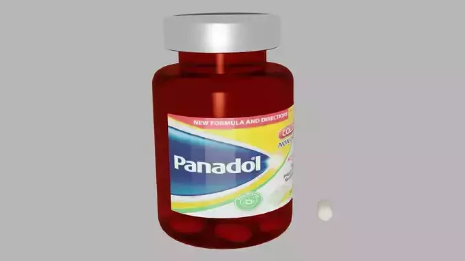 Drug Medicine Bottle with Pills Low-poly 3D model