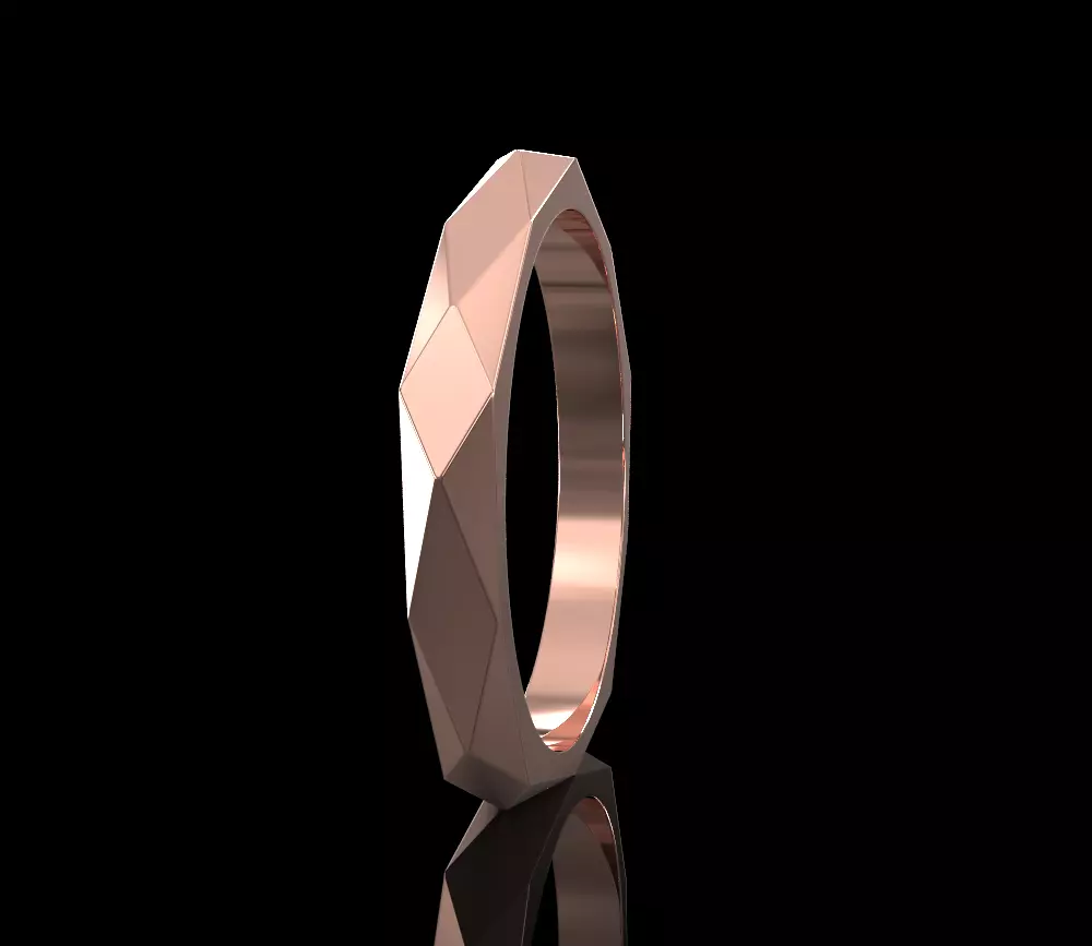 Facet band ring 3D print model_0
