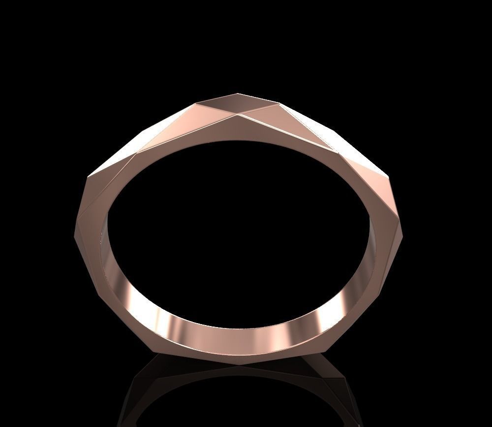 Facet band ring 3D print model_3