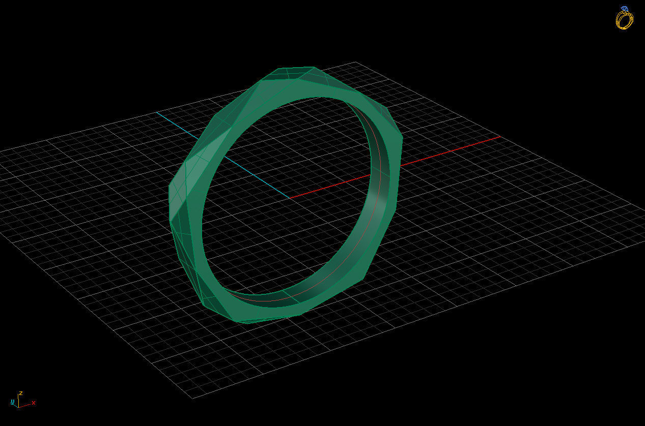 Facet band ring 3D print model_2