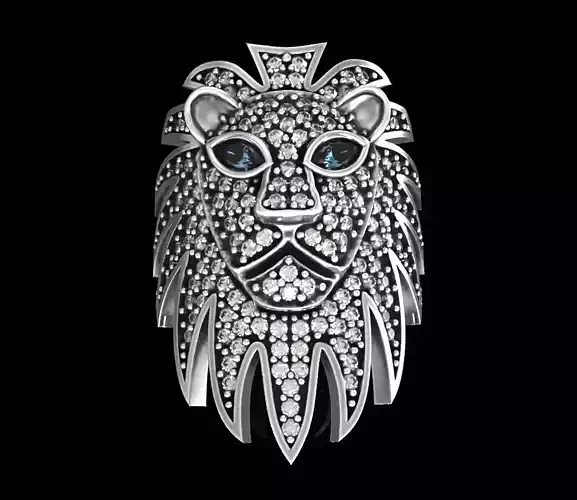 Lion ring with diamond