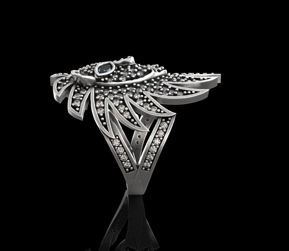 Lion ring with diamond 3D print model_1