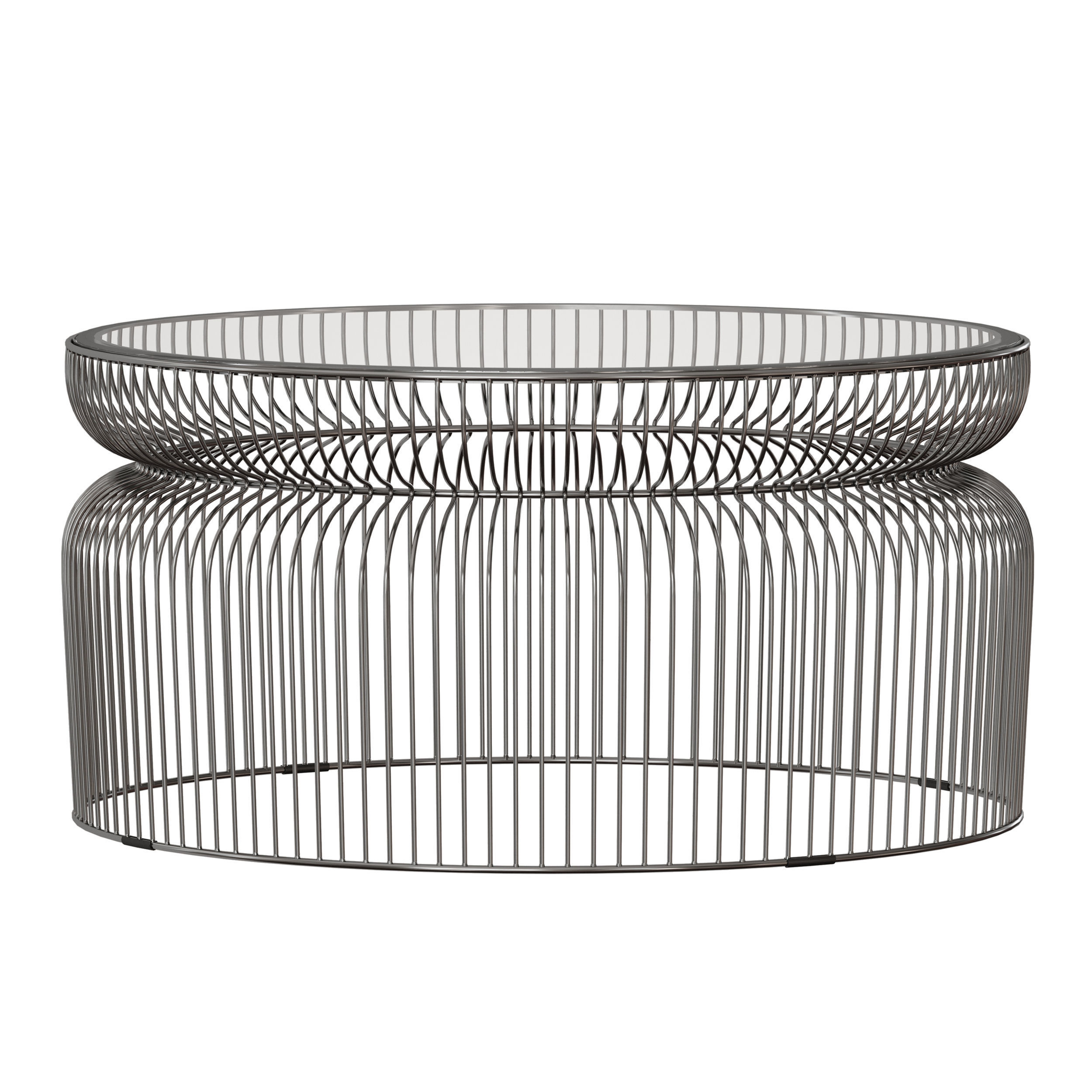 Spoke Glass Graphite Metal Coffee Table Crate and Barrel 3D model_2