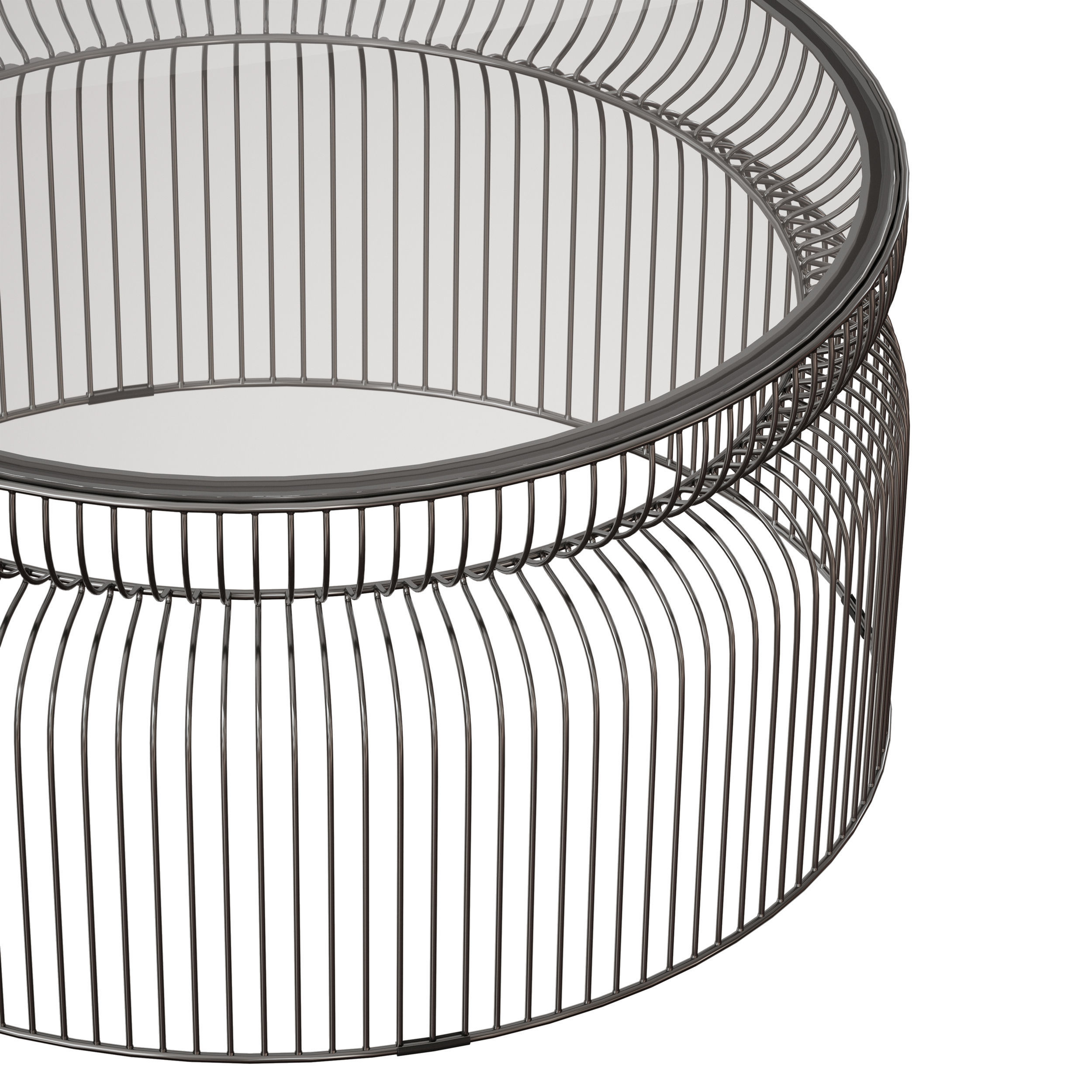 Spoke Glass Graphite Metal Coffee Table Crate and Barrel 3D model_8