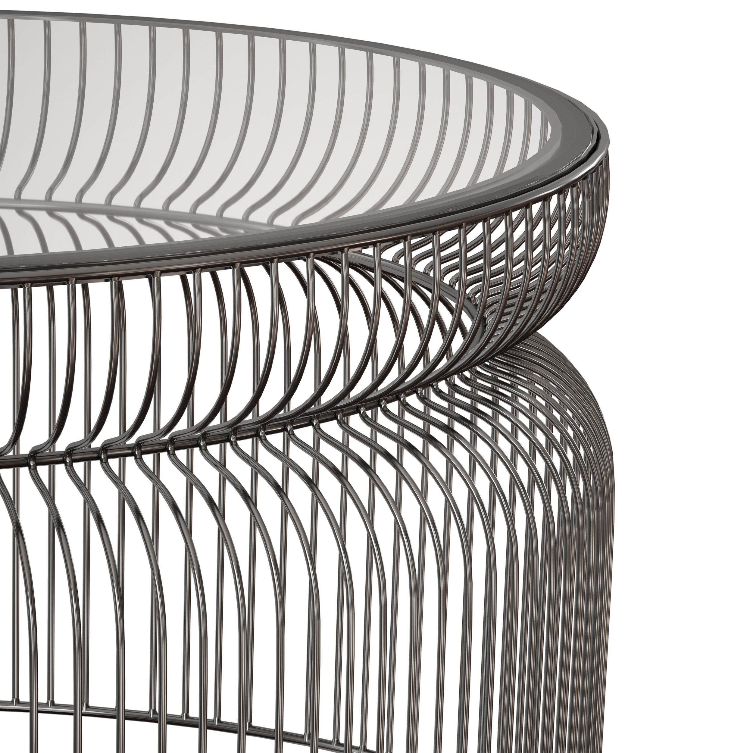 Spoke Glass Graphite Metal Coffee Table Crate and Barrel 3D model_6