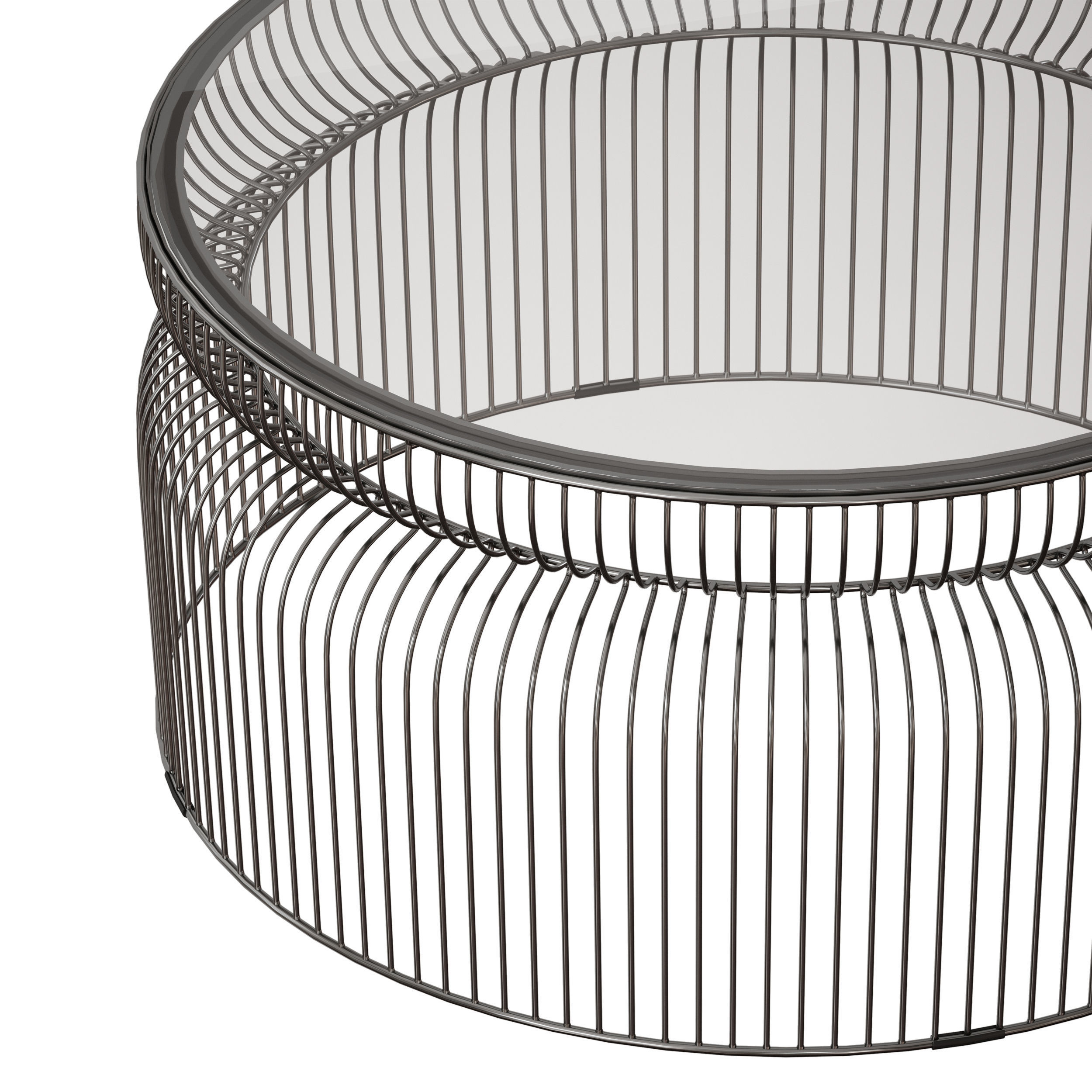 Spoke Glass Graphite Metal Coffee Table Crate and Barrel 3D model_9