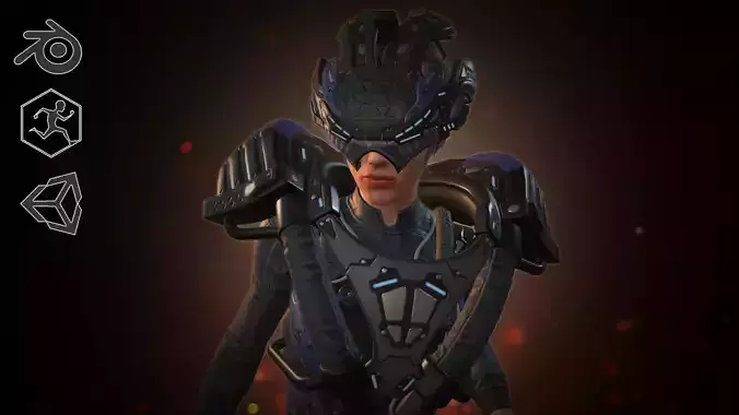 Sci-fi gerl Low-poly 3D model