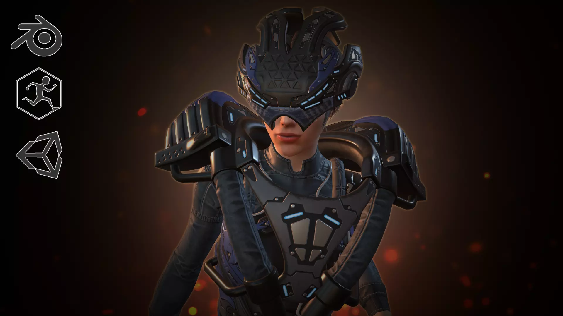 Sci-fi gerl Low-poly 3D model_0