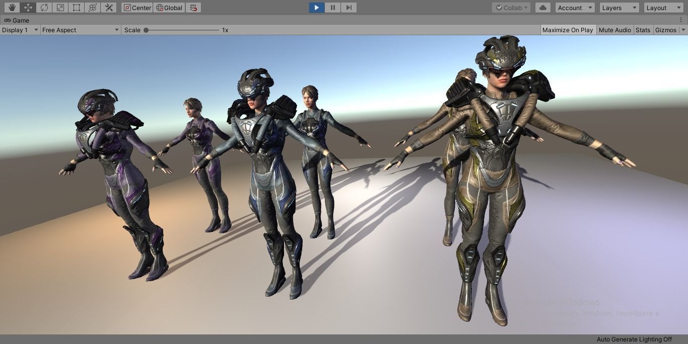 Sci-fi gerl Low-poly 3D model_6