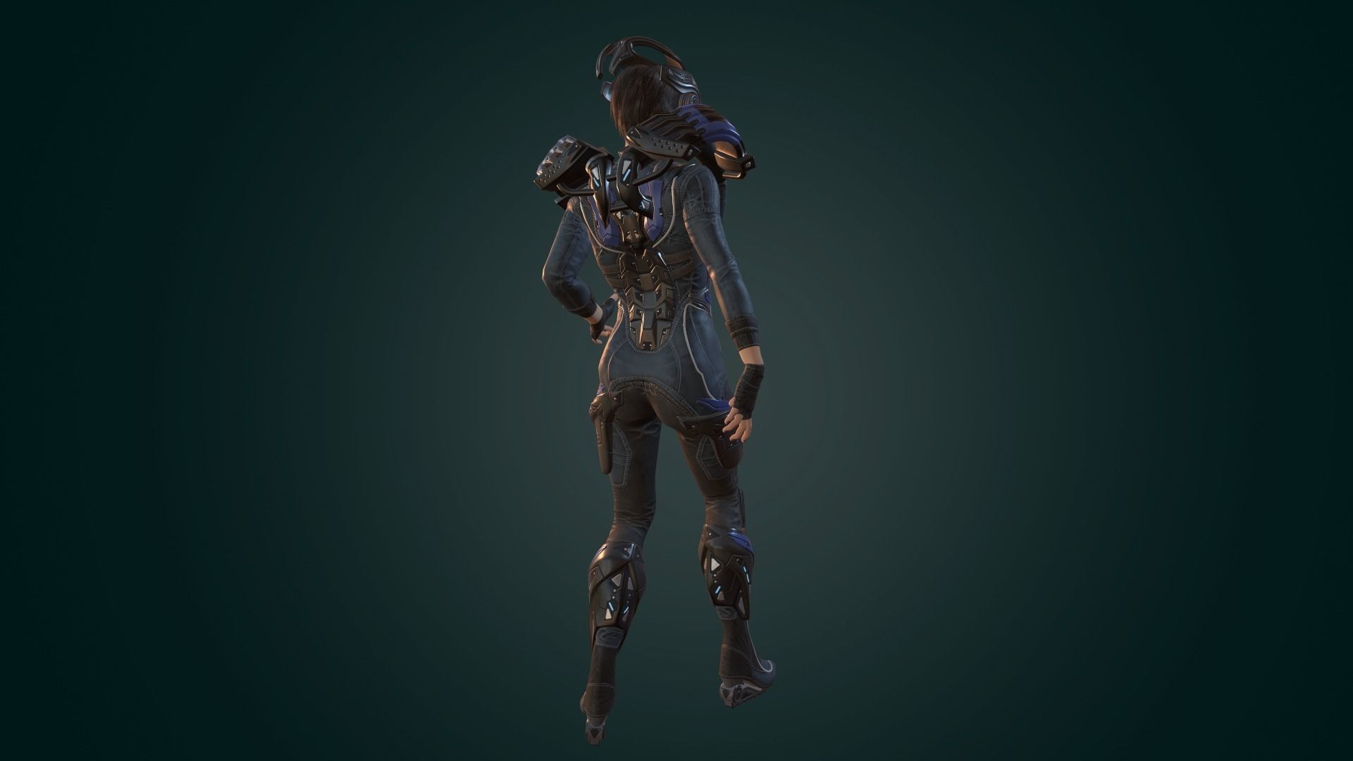 Sci-fi gerl Low-poly 3D model_5