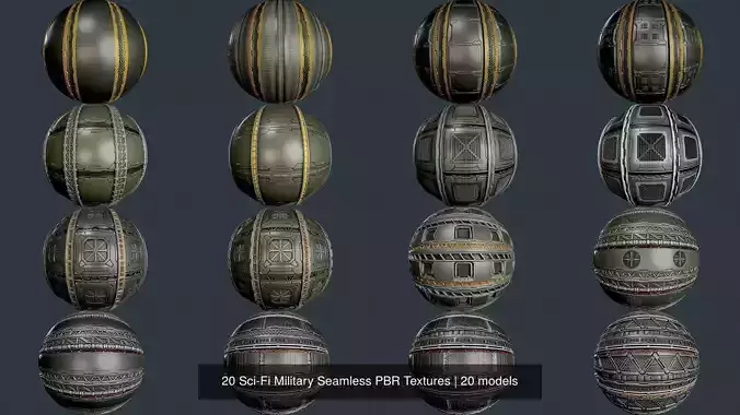 20 Sci-Fi Military Seamless PBR Textures Texture