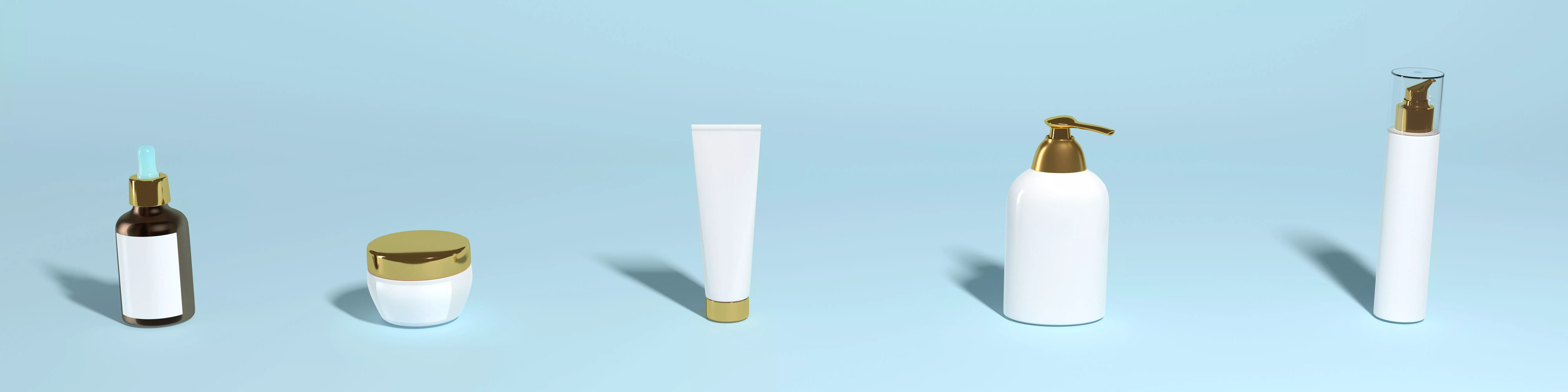 Cosmetic jars tubes mocap five pieces 3D model_0