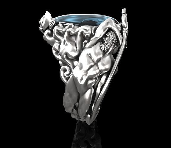 Poseidon and Mermaid ring 3D print model