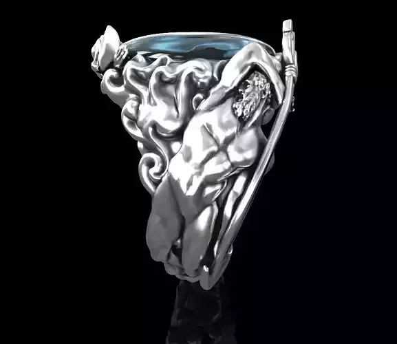 Poseidon and Mermaid ring